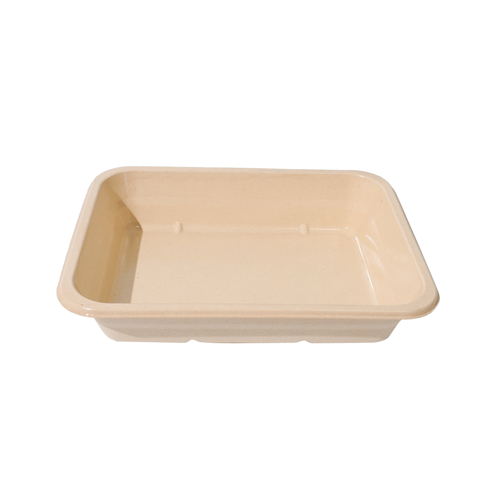FREE Mold Fees! GreenPack 62oz / 1820ml Compostable Fresh Meat Tray — BPI Certified | OEM/ODM Available