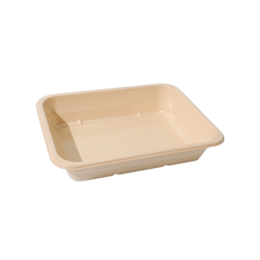 FREE Mold Fees! GreenPack 62oz / 1820ml Compostable Fresh Meat Tray — BPI Certified | OEM/ODM Available