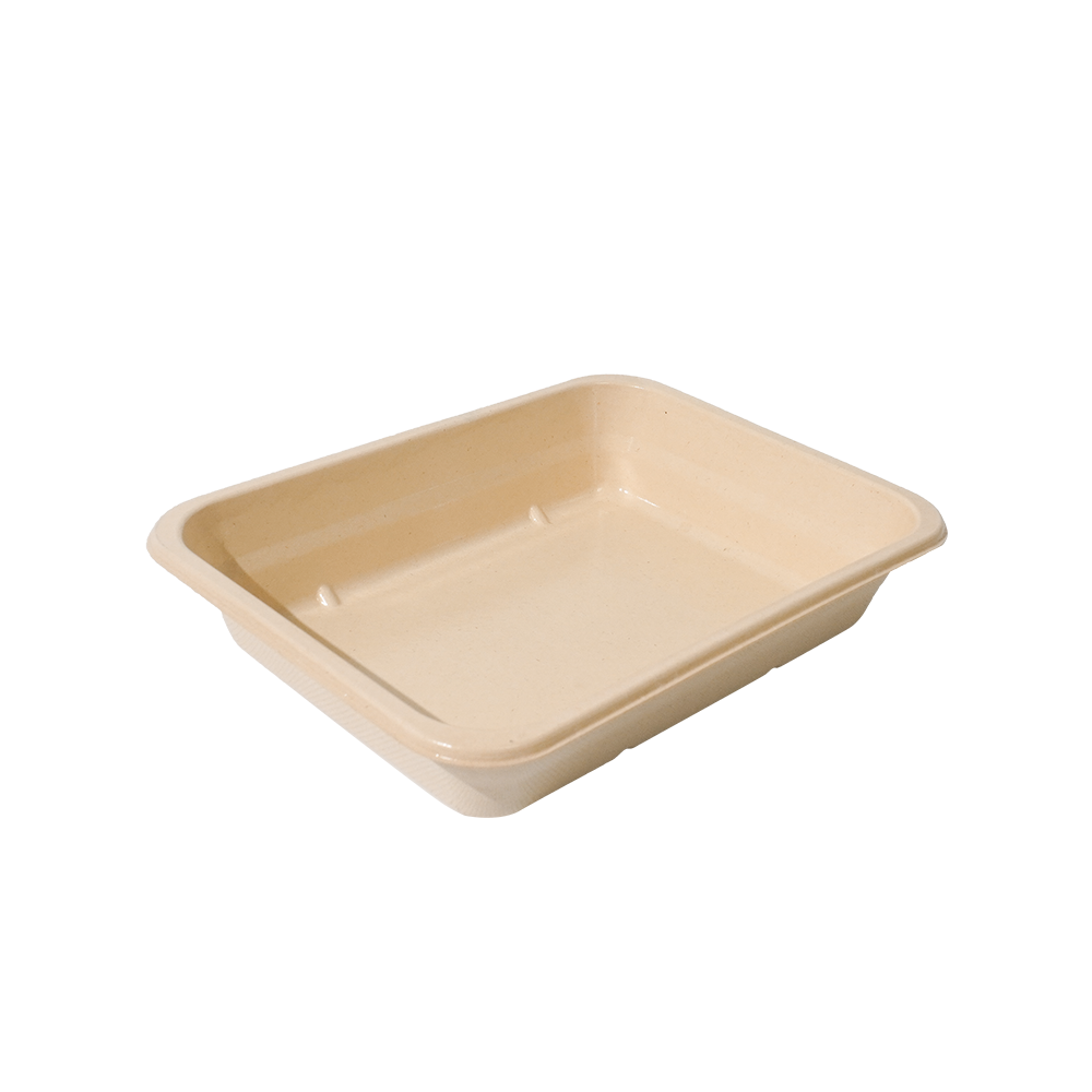 FREE Mold Fees! GreenPack 62oz / 1820ml Compostable Fresh Meat Tray — BPI Certified | OEM/ODM Available