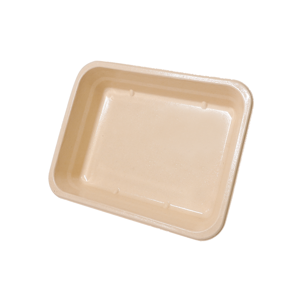 FREE Mold Fees! GreenPack 62oz / 1820ml Compostable Fresh Meat Tray — BPI Certified | OEM/ODM Available