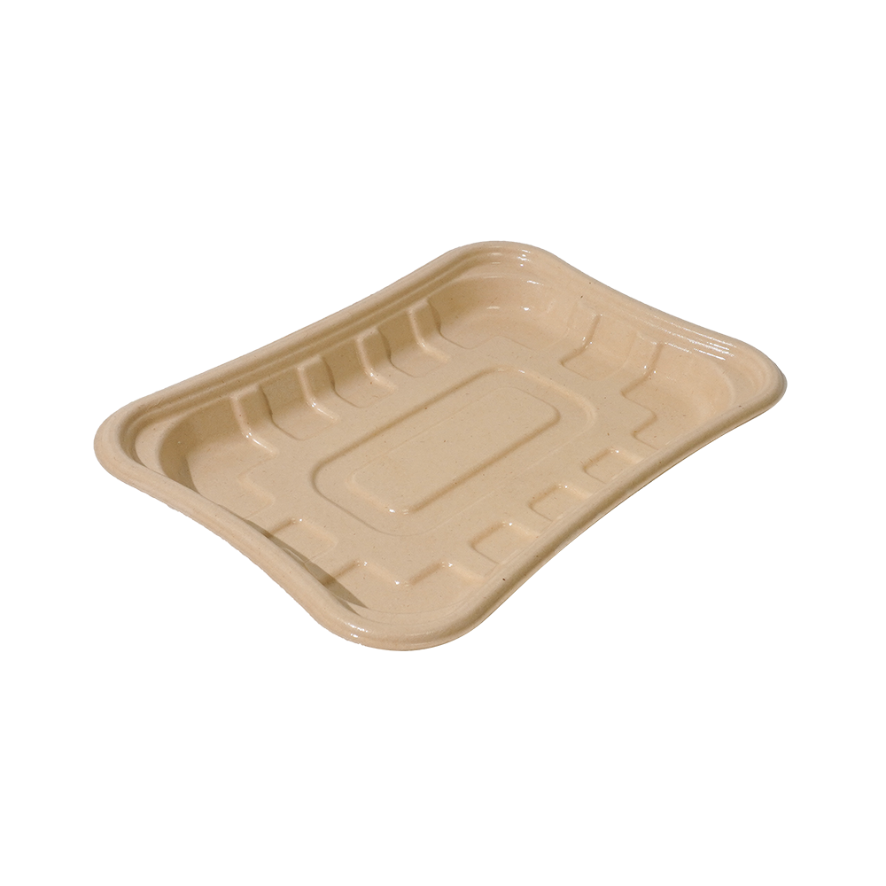 FREE Mold Fees! GreenPack 21oz / 630ml Compostable Fresh Meat Tray — BPI Certified | OEM/ODM Available