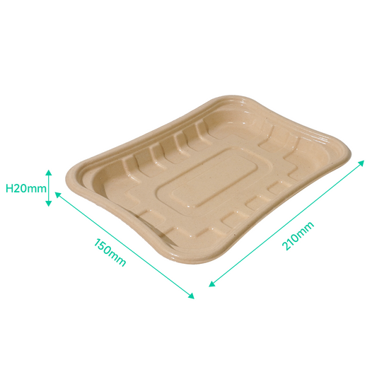 FREE Mold Fees! GreenPack 21oz / 630ml Compostable Fresh Meat Tray — BPI Certified | OEM/ODM Available