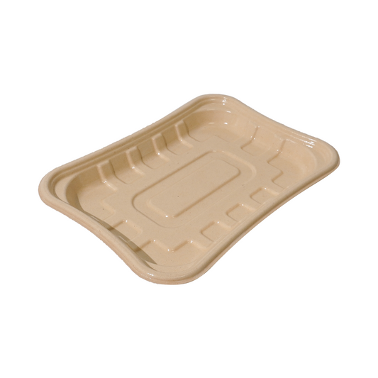 FREE Mold Fees! GreenPack 47oz / 1400ml Compostable Fresh Meat Tray — BPI Certified | OEM/ODM Available