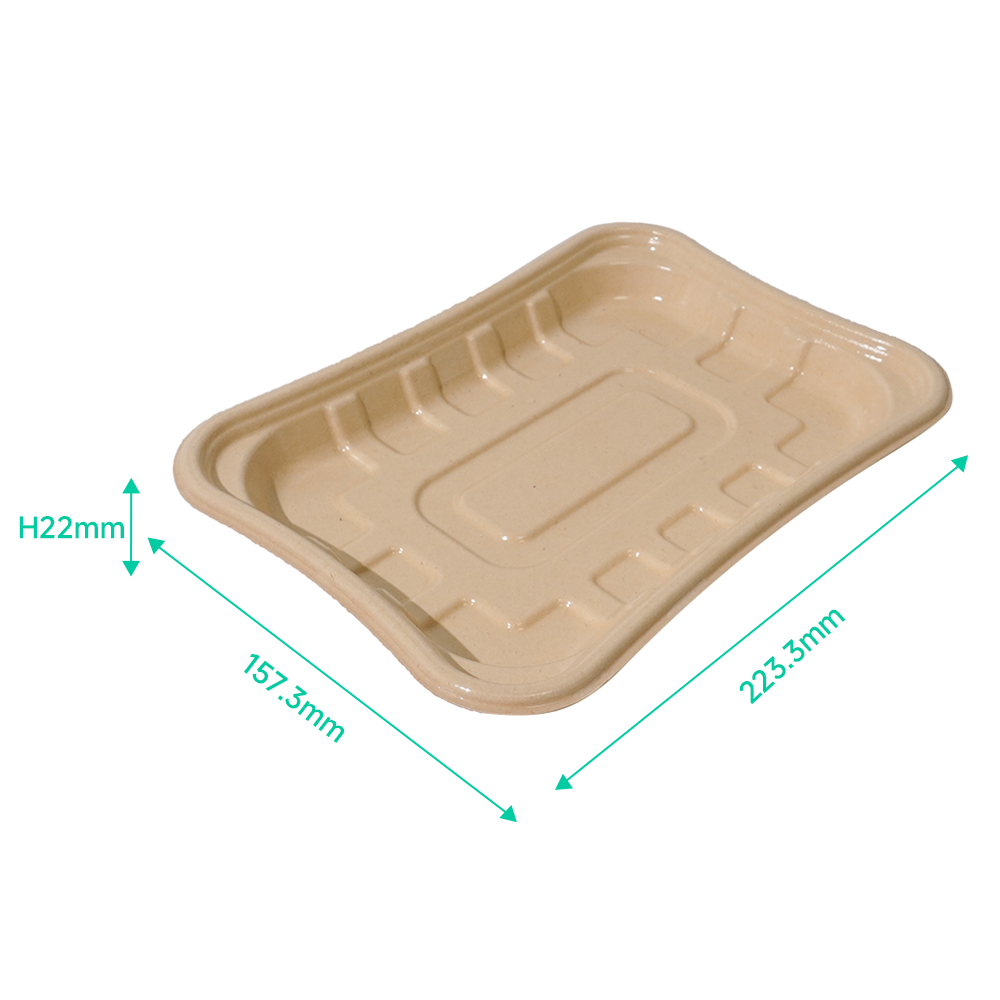 FREE Mold Fees! GreenPack 26oz / 770ml Compostable Fresh Meat Tray — BPI Certified | OEM/ODM Available