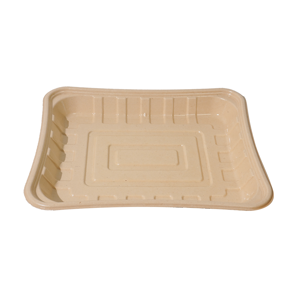 FREE Mold Fees! GreenPack 47oz / 1400ml Compostable Fresh Meat Tray — BPI Certified | OEM/ODM Available