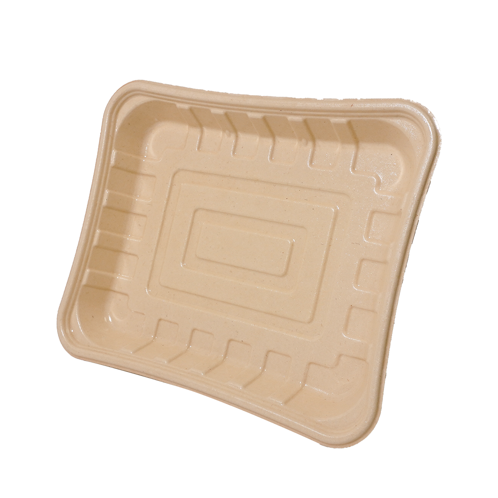 FREE Mold Fees! GreenPack 47oz / 1400ml Compostable Fresh Meat Tray — BPI Certified | OEM/ODM Available